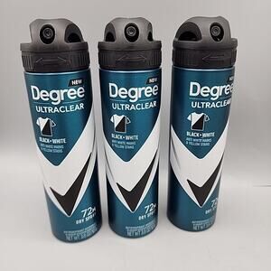 Degree Ultraclear Mens Black & White Antip. Deodorant Dry Spray 3.8 Oz Lot of 3